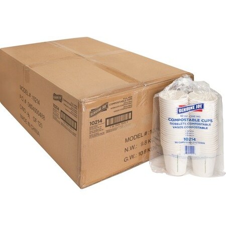 Genuine Joe CUP, COMPOSTABLE, 10 OZ, 20PK GJO10214CT